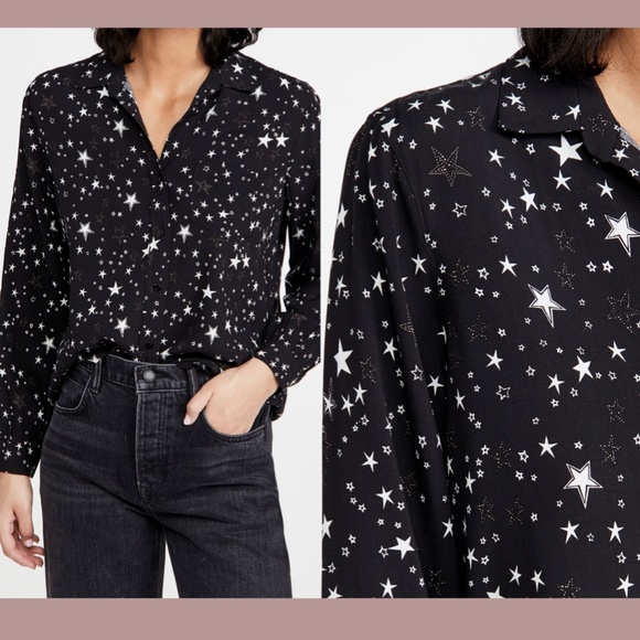 NEW Rails [ XS ] Noemi Star Button Down Long Sleeve Blouse‎ in Black Galaxy - Picture 14 of 16